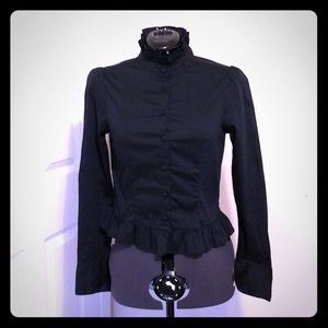 Gothic black ruffled Victorian vampire blouse
